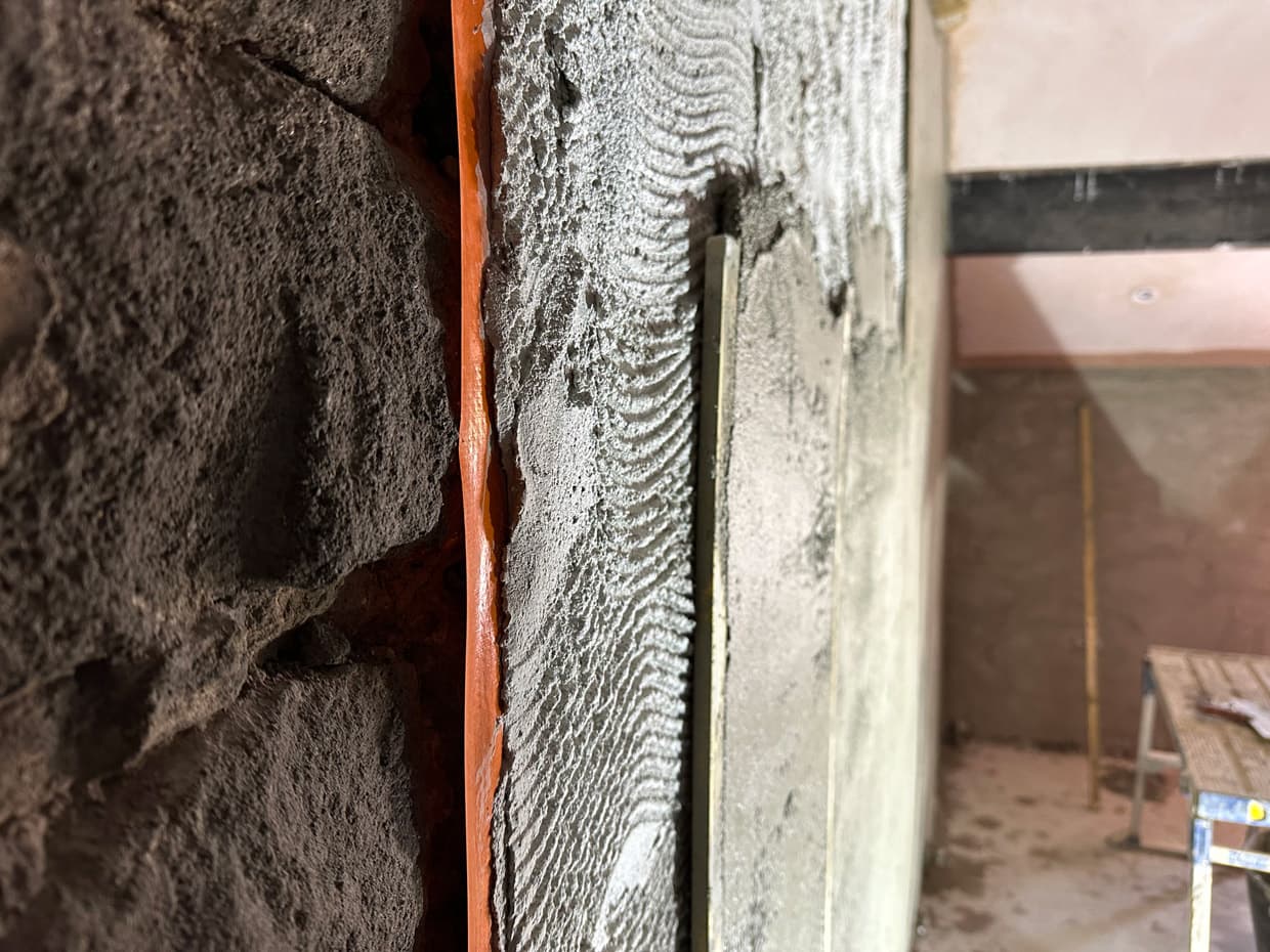Lime plastering work in progress